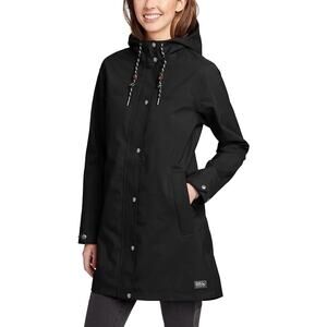 New Eddie Bauer Womens XS Black Riley Zip Up Waterproof WeatherEdge Parka Coat